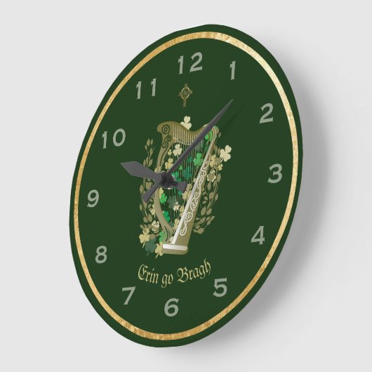 Erin Go Bragh Irish Harp Wall Clock Große Wanduhr (Winkel)