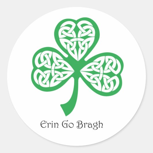 Erin Go Bragh Kleeblatt mit keltischer Knüpfarbeit Runder Aufkleber (Vorderseite)