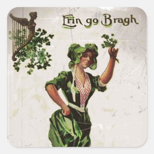 Erin Go Bragh Quadratischer Aufkleber (Vorderseite)