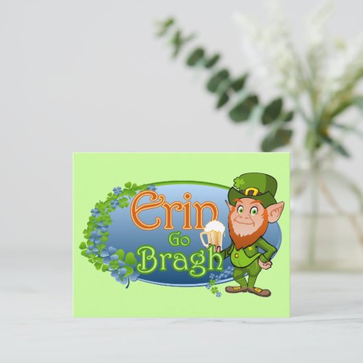 Erin Go Bragh (Ver 2) Postkarte (Stehend Vorderseite)
