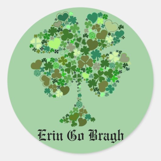 Erin Go Bragh Vierblättriges Kleeblatt Sticker (Vorderseite)