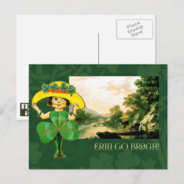 Erin Go Bragh Vintag Irish Girl St.Patrick's Day Postkarte