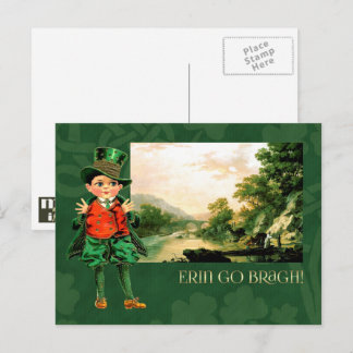 Erin Go Bragh. Vintag Little Irish Boy Postkarte