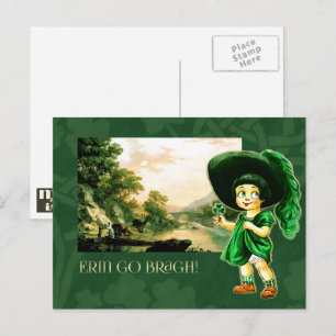 Erin Go Bragh. Vintage irische Mädchen St. Patrick Postkarte