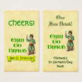 Erin Go Braugh Custom St Patricks Day Drink Ticket (Vorne & Hinten)