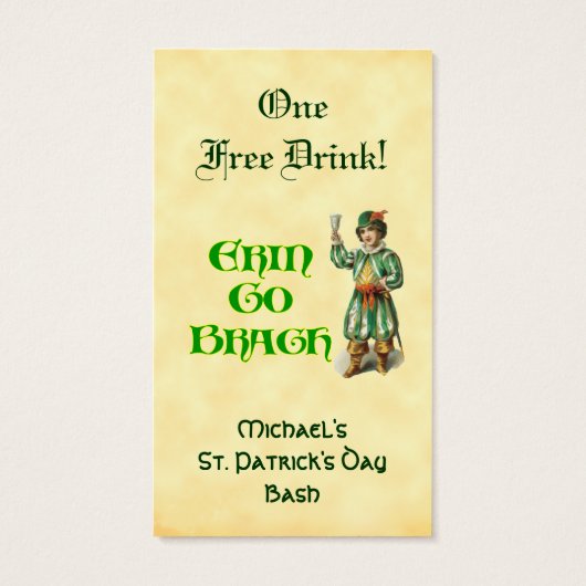 Erin Go Braugh Custom St Patricks Day Drink Ticket (Rückseite)