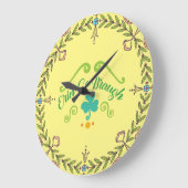 Erin Go Braugh Irish Folk Art Wreath Große Wanduhr (Winkel)
