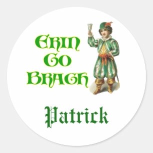 Erin Go Braugh Vintage-Kunst Irischer Spruch Runder Aufkleber
