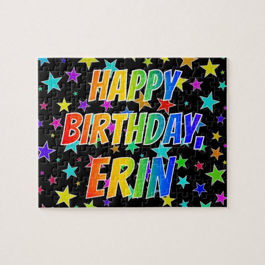 "ERIN" Vorname, Spaß "GLÜCKLICHER GEBURTSTAG" Puzzle (Horizontal)