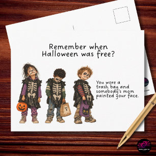 Erinnere dich, als Halloween kostenlos war Skelett Feiertagspostkarte