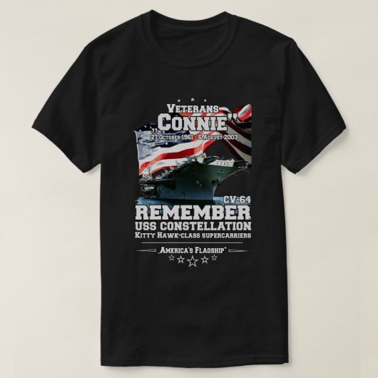 ERINNERN AN die USS Constellation CV64 Veteranen T-Shirt (Design vorne)