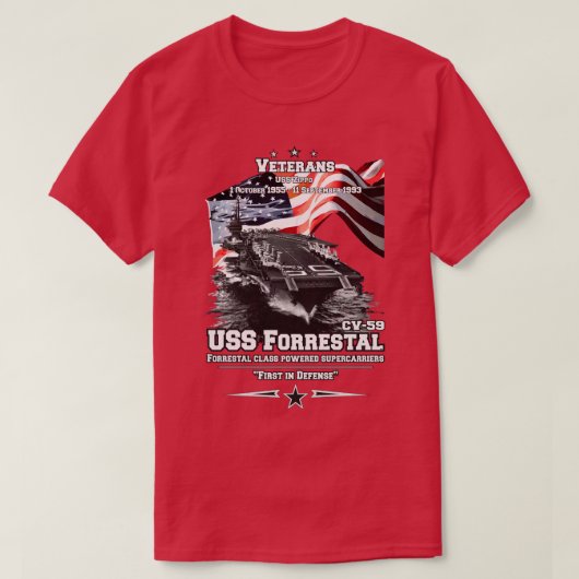 ERINNERN AN die USS Forrestal Navy Sailers T-Shirt (Design vorne)