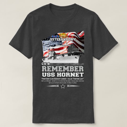 ERINNERN AN die USS Hornet CV8 T-Shirt (Design vorne)