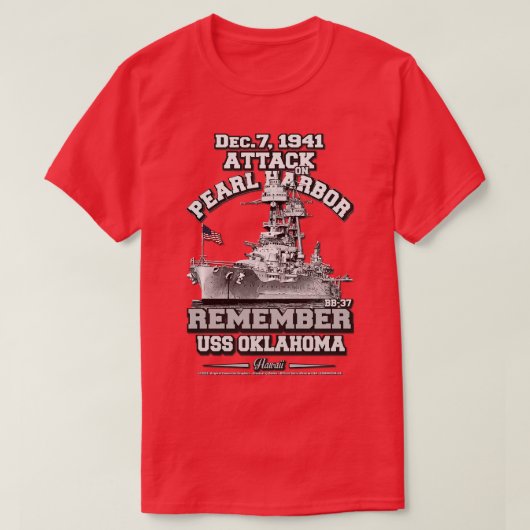 ERINNERN AN die USS Oklahoma BB37 Pearl Harbor T-Shirt (Design vorne)