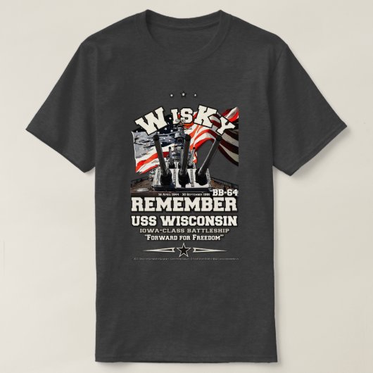 ERINNERN AN DIE USS Wisconsin BB64 Battleship Vete T-Shirt (Design vorne)