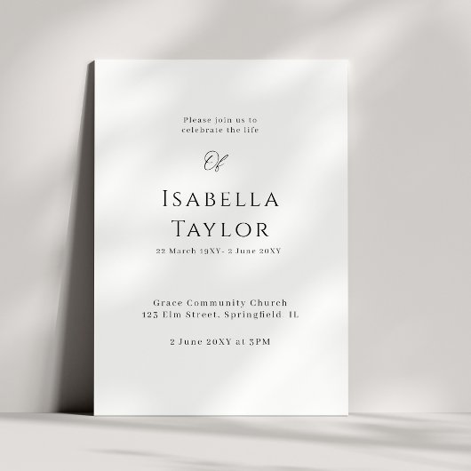 Erinnern an Elegance: Eine Feier des Lebens Einladung