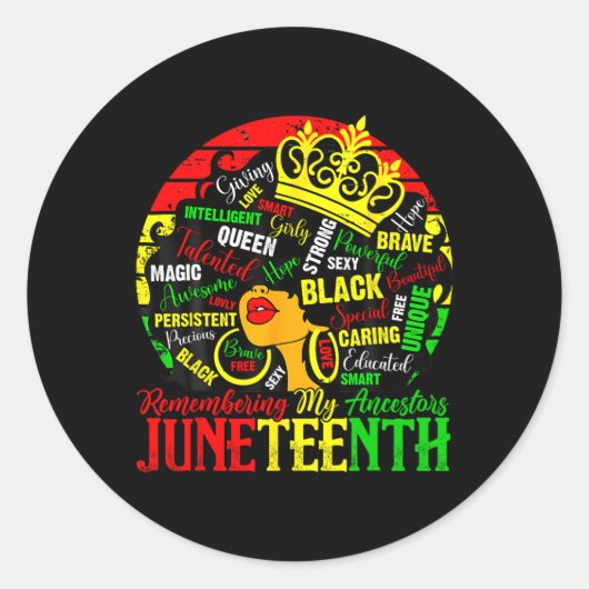 Erinnern an Juneteenth Celebrate Blac Runder Aufkleber (Vorderseite)