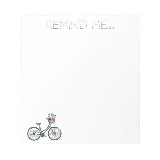 Erinnern Sie mich an Blumenstrauß im Fahrradkorb Notizblock (Vorderseite)