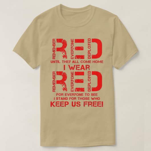 Erinnern Sie sich an alle Veteran Deployed RED Fre T-Shirt (Design vorne)