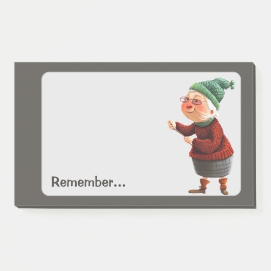Erinnern Sie sich an den Spaß Old Lady Task Keeper Post-it Klebezettel (Vorderseite)