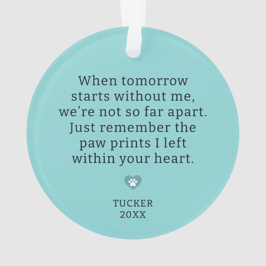 Erinnern Sie sich an die Pfahldrucke in Ihrem Herz Ornament (Rückseite)