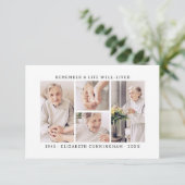 Erinnern Sie sich an ein Leben Modernes, einfaches Dankeskarte (Stehend Vorderseite)