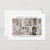 Erinnern Sie sich an ein Leben Modernes, einfaches Dankeskarte (Vorne/Hinten)