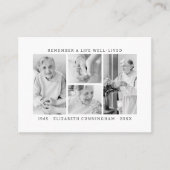 Erinnern Sie sich an ein Leben Modernes, einfaches Visitenkarte (Vorderseite)