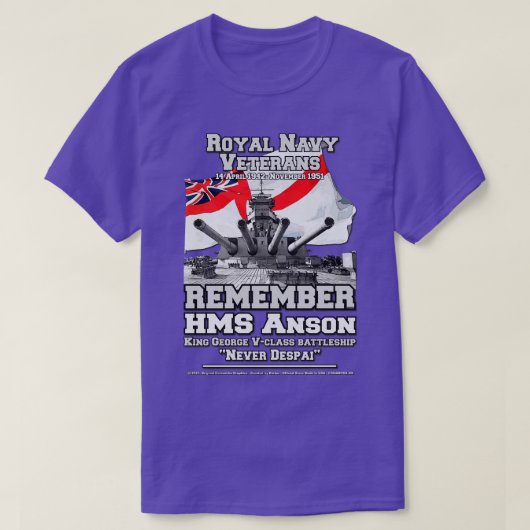 ERINNERN SIE sich an HMS ANSON British Battleship T-Shirt (Design vorne)