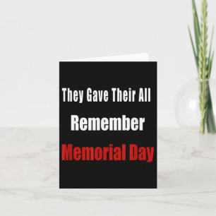 Erinnern Sie sich an Memorial Day T Shirt Geschenk Karte