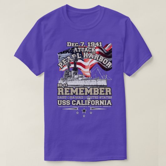 ERINNERN SIE SICH AN PEARL HARBOR B44 USS CALIFORN T-Shirt (Design vorne)
