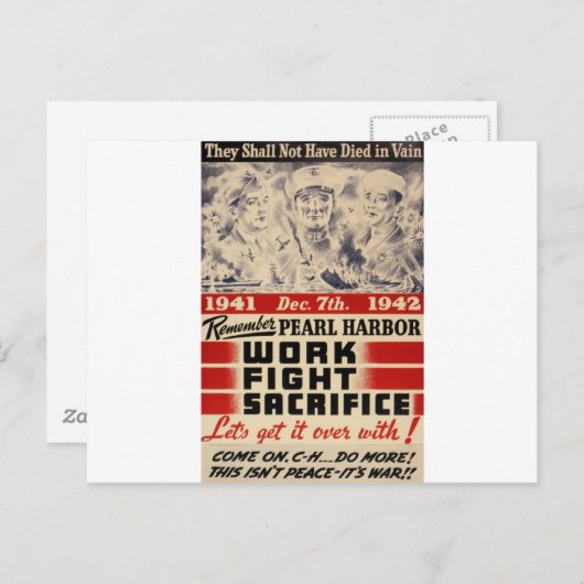 Erinnern Sie sich an Pearl Harbor Postkarte (Vorne/Hinten)