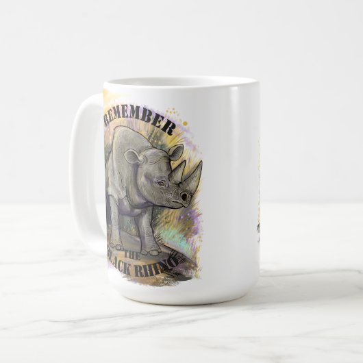 Erinnern Sie sich an schwarzes Nashorn Kaffeetasse (Vorderseite Links)