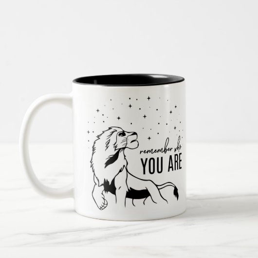 Erinnern Sie sich, an wem Sie sind - Löwe-König Zweifarbige Tasse (Links)