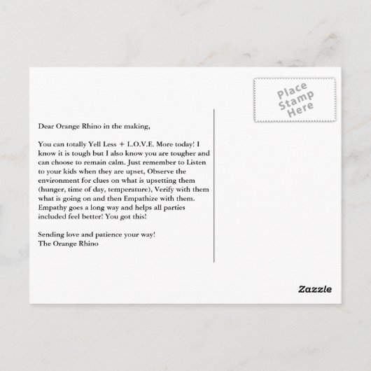 Erinnern Sie sich an Yell Less + L.O.V.E. Mehr! Postkarte (Rückseite)