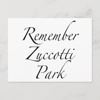 Erinnern Sie sich an Zuccotti Park Occupy Proteste Postkarte