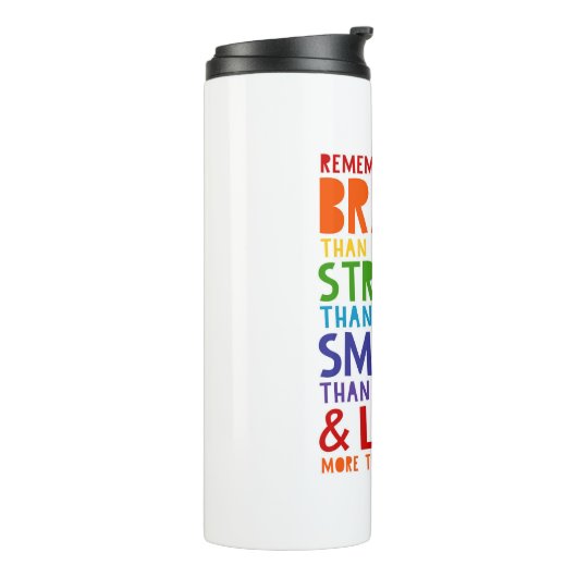 Erinnern Sie sich, Sie sind tapfer, stärker, schla Thermosbecher (Nach links gedreht)