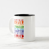 Erinnern Sie sich, Sie sind tapfer, stärker, schla Zweifarbige Tasse (Vorderseite Links)