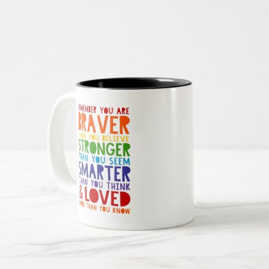 Erinnern Sie sich, Sie sind tapfer, stärker, schla Zweifarbige Tasse (Vorderseite Links)