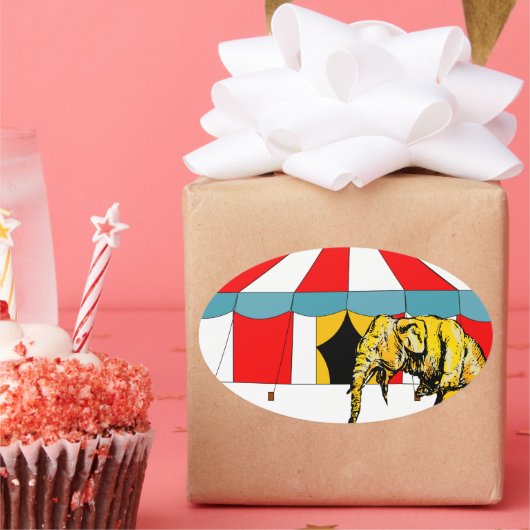 Erinnerung an Circus Elefanten Ovaler Aufkleber (Party)