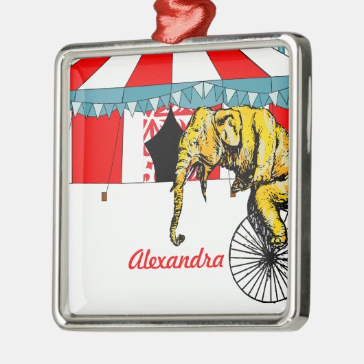 Erinnerung an Circus Elefanten Silbernes Ornament (Links)