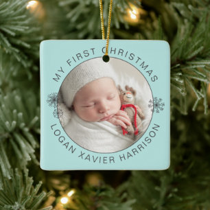 Erinnerung an das erste Weihnachten des Babys Foto Keramikornament