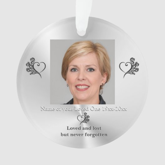 Erinnerung an das Geliebte, Herz und Rose, Foto Ornament (Vorderseite)