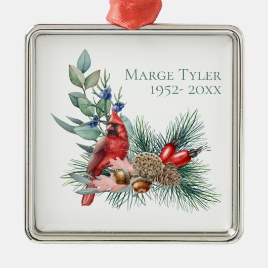 Erinnerung an den Kardinal der Kiefernzweige Ornament Aus Metall (Vorne)