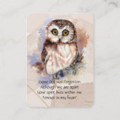 Erinnerung an den Pocket Keepake Memorial Owl Bird Visitenkarte (Rückseite)