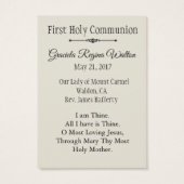 Erinnerung an die Heilige Karte für die Erste Heil (Rückseite)