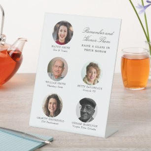 Erinnerung an die Hochzeit 5 Foto Cocktail Menü Sockelschild