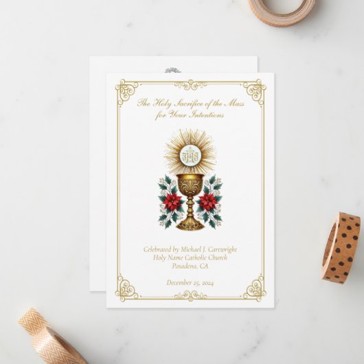 Erinnerung an die Weihnachtsmesse Mitteilungskarte (Vorderseite/Rückseite Beispiel)