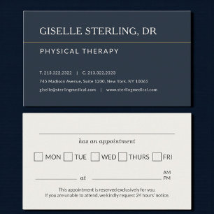 Erinnerung an einen Termin in der Physiotherapiepr Visitenkarte