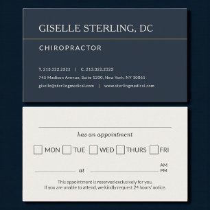 Erinnerung an einen Termin in einer Chiropraktiker Visitenkarte